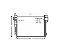 AVA Aircon Condenser DNA5299D for Nissan Navara (2005) 2.5 DCI