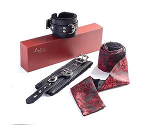 Ava & Allure Sleep Eye Mask, Blindfold & Fluffy Handcuffs for Adults, Soft Satin Material, Night Sleeping Blind Folder Set