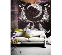 AVA Collections 220x140 CM Wall Hanging Tapestry Crying Wolf and Moon Cotton Boho Trippy Twin Tapestries Bedroom Living Room Wall Art Hippie Bohemian Tapestry 85x54 inches (Crying Wolf Moon- White)