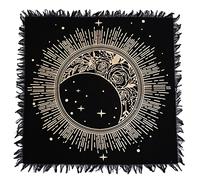 AVA Collections 36x36 Inch Altar Cloth Gold & Silver Printed on Black Cotton Fabric, Handmade Boho Spiritual Cloth for Tarot, Rituals Meditation Witchy Home Decor Table Cover (Sun Moon)