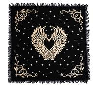 AVA Collections 36x36 Inch Altar Cloth Gold & Silver Printed on Black Cotton Fabric, Handmade Boho Spiritual Cloth for Tarot, Rituals Meditation Witchy Home Decor Table Cover (Angel Wings)