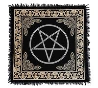 AVA Collections 36x36 Inch Altar Cloth Gold & Silver Printed on Black Cotton Fabric, Handmade Boho Spiritual Cloth for Tarot, Rituals Meditation Witchy Home Decor Table Cover (Pentagram)