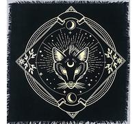 AVA Collections 36x36 Inch Altar Cloth Gold & Silver Printed on Black Cotton Fabric, Handmade Boho Spiritual Cloth for Tarot, Rituals Meditation Witchy Home Decor Table Cover (The Wolf)