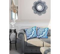 AVA Collections Blue printed Indian Mandala Cushion Covers Pack of 4 Pillowcases Boho Sofa Cushion Cover Cotton handmade16 inches Square Throw pillow case HOME DECOR (Blue, 4)