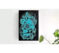 AVA Collections Blue Tapestry Skull Wall Hanging Indian Cotton Printed Tie Dye Poster Bohemian Wall Decor Wall Art Hippie Bedroom Living Room Décor 102x76 cm (Blue, Skull Wall Art)