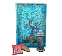 AVA Collections Blue Tapestry Tree of Life Wall Hanging Tapestry Cotton Boho Wall Art Psychedelic Bedspread Throw Beach Picnic Mat Hippie Home Decor (Blue- Tree of Life, 85x54 inches (215 x 140 cm))