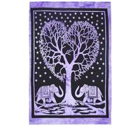 AVA Collections Boho Indian Wall Hanging Tapestry - Handmade 100% Cotton Boho Decor for Bedroom, Living Room & Meditation Space, Lightweight Fabric Wall Art (Love Elephant, Purple, 40x30 inches)