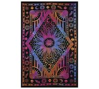 AVA Collections Burning Sun Tapestry Wall Hangings Zodiac Sun Sign Moon Star Tapestry Multicolouured Wall Decor Small Poster Boho Decor Size 40" x 30" inches (Multicolour, Poster Size)