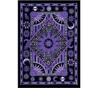 AVA Collections Cotton Tapestry Wall Hanging Mandala Decorative Cotton Boho Psychedelic Bedspread Throw Picnic Mat Home Decor (Purple- Burning Sun, 40x30 Inches (102x76 cm))