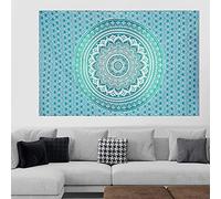 AVA Collections Cotton Tapestry Wall Hanging Mandala Decorative Cotton Boho Psychedelic Bedspread Throw Picnic Mat Home Decor (Green- Ombre Mandala, 40x30 Inches (102x76 cm))