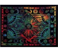 AVA Collections Cotton Tapestry Wall Hanging Mandala Decorative Cotton Boho Psychedelic Bedspread Throw Picnic Mat Home Decor (Multicolour- Burning Sun, 40x30 Inches (102x76 cm))