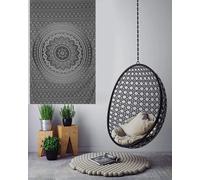 AVA Collections Cotton Tapestry Wall Hanging Mandala Decorative Cotton Boho Psychedelic Bedspread Throw Picnic Mat Home Decor (Black Grey- Ombre Mandala, 40x30 Inches (102x76 cm))