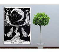AVA Collections CRYING WOLF AND MOON Wall Hanging Tapestry Printed Poster Hippie Bohemain Boho Tapestry, Poster Wall Art Decor Size 40 x 30 inches (Black)