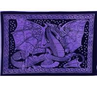 AVA Collections Dragon Wall Tapestry Cotton Printed Tie Dye Wall Hanging Psychedelic Tapestries Cotton Poster Table Cover Wall Decor Wall Art Hippie Bedroom Décor (Purple, Large Dragon)