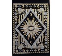 AVA Collections Handmade Wall Hanging Burning Sun Astrology Poster Mandala Art Tapestry 30 x 40’’ Oriental Fortune Décor 100% Cotton (Silver Gold, Poster Size)