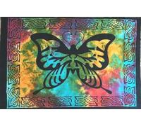 AVA Collections Hippie Tapestry Wall Hanging Multicoloured Butterfly Tapestries Indian Cotton Tie Dye Poster Picnic Sheet Wall Decor Boho Wall Art Hippy Bedroom Décor (Multicolour, Butterfly)