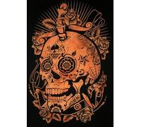 AVA Collections Human Skull Wall Hanging Orange Tie Dye Psychedelic Tapestry Indian Cotton Poster Wall Decor Wall Art Hippie Bedroom Décor 102x76 cm (Orange, Skull Wall Art)