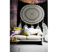 AVA Collections Indian Cotton Wall Hangings Black and white Dream Cather Tapestry for Bedroom Boho Wall Art Hippie Bohemian Tapestry 85x54 inches (Dream Catcher- Black & White)