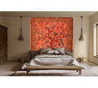 AVA Collections Orange Tapestry Tree of Life Wall Hanging Indian Cotton Boho Psychedelic Tapestry Cotton Bedspread Throw Picnic Mat Home Decor (Orange- Tree of Life, 90x84 inches (220x215 cm))