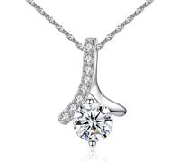 AVA Collections Pendant Necklace Jewellery for Womens, Pendant and Earrings, Crystal Rhinestones, Sterling Silver made for Loved ones (Clear-Silver-Bridesmaid)