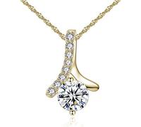 AVA Collections Pendant Necklace Jewellery for Womens, Pendant and Earrings, Crystal Rhinestones, Sterling Silver made for Loved ones (Clear-Gold-Bridesmaid)