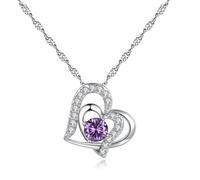 AVA Collections Pendant Necklace Jewellery for Womens, Pendant and Earrings, Crystal Rhinestones, Sterling Silver made for Loved ones (Purple - Heart)