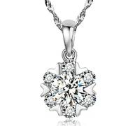 AVA Collections Pendant Necklace Jewellery for Womens, Pendant and Earrings, Crystal Rhinestones, Sterling Silver made for Loved ones (Clear- Flower Pendant)