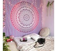 AVA Collections Pink Ombre Mandala Cotton Tapestry Wall Hanging Backdrop Decorative Cotton Bedspread Throw Beach Picnic Mat Bedroom Home Decor (Purple- Ombre Mandala, 85x54 inches (215 x 140 cm))