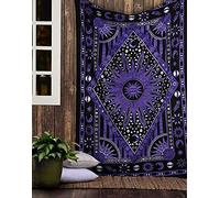 AVA Collections Purple Tapestry Wall Hanging Sun and Moon Tapestry Cotton Boho Burning Sun Psychedelic Tapestry Bedspread Throw Home Decor (Purple- Burning Sun, 85x54 inches (215 x 140 cm))