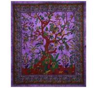 AVA Collections Purple Tapestry Wall Hanging Tapestry Boho Large Yoga Cotton Bedspread Throw Indian Beach Mat Living Room Home Decor, Backdrop (Purple- Tree of Life, 90x84 inches (220x215 cm))