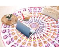 AVA Collections Round Cotton Mandala Large Tapestry Throw Rug Beach Mat Yoga Meditation Picnic Decoration Wall Decor 72’’ (N)