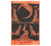AVA Collections Tapestry Multicoloured Wall Hanging Psychedelic Tapestries Indian Cotton Poster Picnic Sheet Wall Decor Blanket Wall Art Hippie Bedroom Décor (Orange, Crying Wolf and Moon)