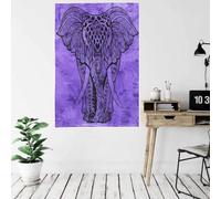 AVA Collections Tapestry Multicoloured Wall Hanging Psychedelic Tapestries Indian Cotton Poster Picnic Sheet Wall Decor Blanket Wall Art Hippie Bedroom Décor (Purple, Large Indian Elephant)