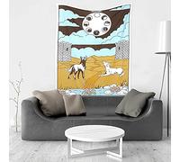 AVA Collections “The Moon” Tarot Card Tapestry - Twin Design, Handmade 100% Cotton Wall Hanging, Boho Witchy Decor for Bedroom, Meditation Space & Tarot Reading Room (85x54 inch) (Tarot Moon)