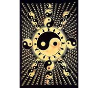 AVA Collections Yellow Tapestry Yin Yang Wall Hanging Tapestries Indian Cotton Poster Picnic Sheet Wall Decor Yin Yang Wall Art Hippie Bedroom Décor (Yellow, Yin Yang)