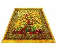 AVA Collections Yellow Wall Hanging Tapestry Tree of Life Wall Hanging Decorative Cotton Boho Hippie Bedspread Throw Cotton Picnic Mat Home Decor (Yellow- Tree of Life, 85x54 inches (215 x 140 cm))