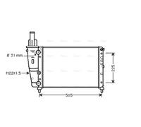 AVA Coolant Radiator FTA2138 for FIAT PUNTO (1994) 1.1 etc