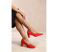 'Ava' Extra Wide Fit Block Heel With Pointed Toe Where's That From Red 7EEE