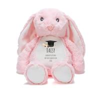 Ava Graceful Designs Personalised Graduation Bunny Rabbit Teddy | Graduate Soft Toy Gift | Leavers Present (Pink)