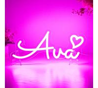 Ava Name LED Neon Sign, Name Decoration Dimmable Light for Bedroom, Kids Room, Living Room, Birthday Party Decoration, Neon Sign Gift for Girl, Birthday Name Decor for Girl, Size 14 * 5.9 inches
