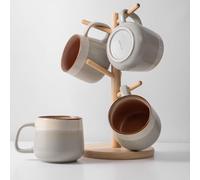 Ava Nord Ceramic Coffee Mugs Set of 4, 340 ml Stoneware Coffee Cups with Comfortable Handle for Latte, Tea, Cappuccino, Cocoa -Microwave and Dishwasher Safe - Modern Unique Aesthetic - Reactive Glaze