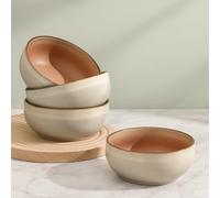 Ava Nord Stoneware Ceramic Cereal Bowls Set of 4, 21 oz | Lead-Free, Cadmium-Free | Microwave and Dishwasher Safe | for Soup, Salad, Rice, Dessert, Ice Cream | Nordic Design | Terracotta/Sage Ash