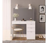 Ava Single Dressing Table - 5 Drawer - White
