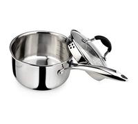 AVACRAFT Tri-Ply Stainless Steel Saucepan with Glass Strainer Lid, Two Side Spouts, Ergonomic Handle, Multipurpose Sauce Pan with Lid, Sauce Pot, Cooking Pot (Tri-Ply Full Body, 2.5 Quart)