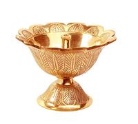 Avador Handmade Brass Indian Puja Oil Lamp, Golden Diya Lamp Engraved Design Diya for Diwali Pooja (Devdas 2" Set of 1)