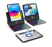 avakot Clear Magnetic Keyboard Case for iPad A16 11th Gen 11" 2025/ 10th Gen 10.9" 2022, 7-Color Backlit & Multi-Touch Trackpad, Detachable 360 Rotation & Up-Down Lift Protective Case w/Stand, Black