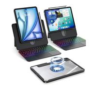 avakot Clear Magnetic Keyboard Case for iPad Air 13" (M3/M2 2025/2024) & iPad Pro 12.9" (6/5/4/3 Gen) 2018 2020 2021 2022, 7-Color Backlit & Multi-Touch Trackpad, Rotatable & Liftable w/Stand, Black