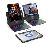avakot Clear Magnetic Keyboard Case for iPad Pro 13 Inch M5/M4 2025/2024, 7-Color Backlit & Multi-Touch Trackpad, Detachable 360 Rotation & Up-Down Lift Protective Case w/Stand, Black