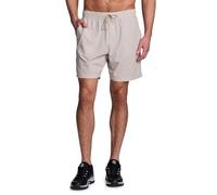 Avalanche Men's Hiking Short 7" Lightweight Woven Shorts with Pockets Elastic Waist Breathable Quick Dry Shorts for Workouts, Pelican Greige Stripe, Medium