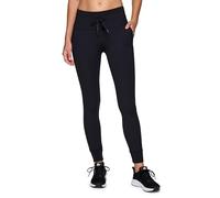 Avalanche Women's Drawstring Waist Gym Hiking Legging Fitted Jogger with Pockets, Black Chunky Rib, M